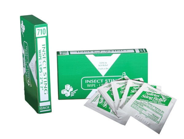 R213014, Certified Safety 1" x 2" Insect Sting Wipes #710 (10 Boxes of 10)
