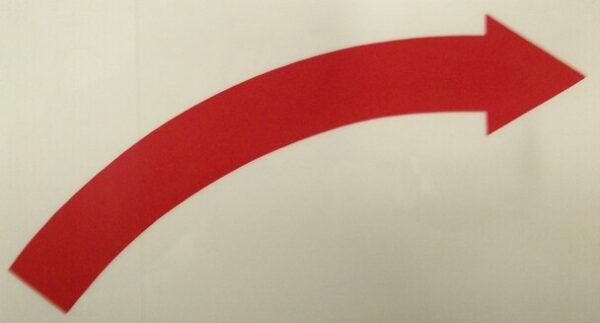 SB14R, Garman Decal Arrow (Red on Clear facing Right) - 6 1/4" x 3 3/8"