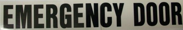 SB3, Garman Decal Emergency Door (3" Black) - Black on Clear - 20" x 3 3/4"