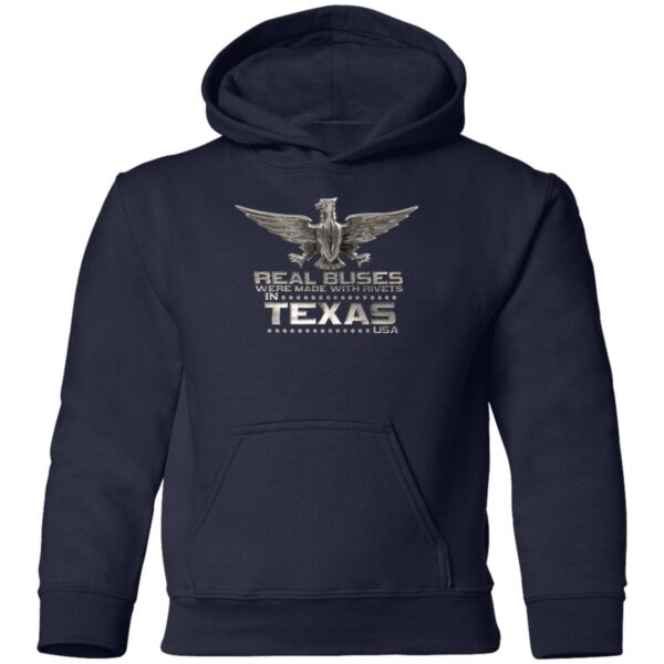 Real Buses Were Built in Texas G185B Youth Pullover Hoodie - Image 6