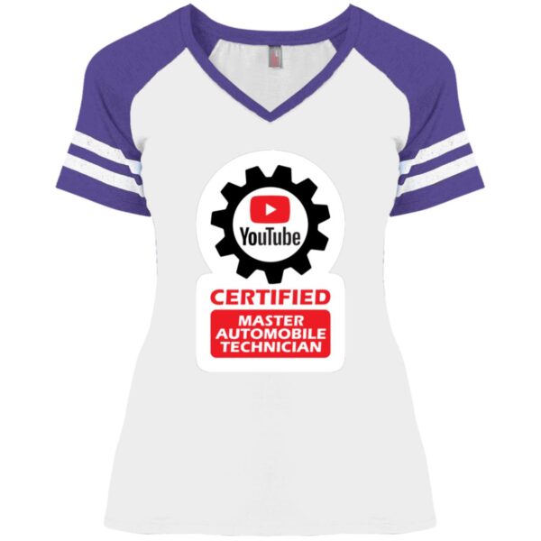 Certified YouTube Master Automotive Technician DM476 Ladies' Game V-Neck T-Shirt