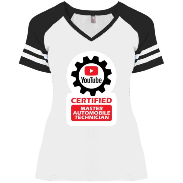 Certified YouTube Master Automotive Technician DM476 Ladies' Game V-Neck T-Shirt - Image 2