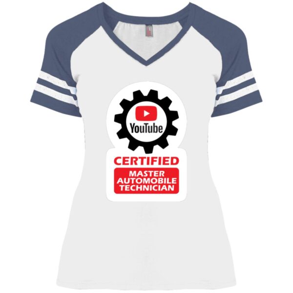 Certified YouTube Master Automotive Technician DM476 Ladies' Game V-Neck T-Shirt - Image 3