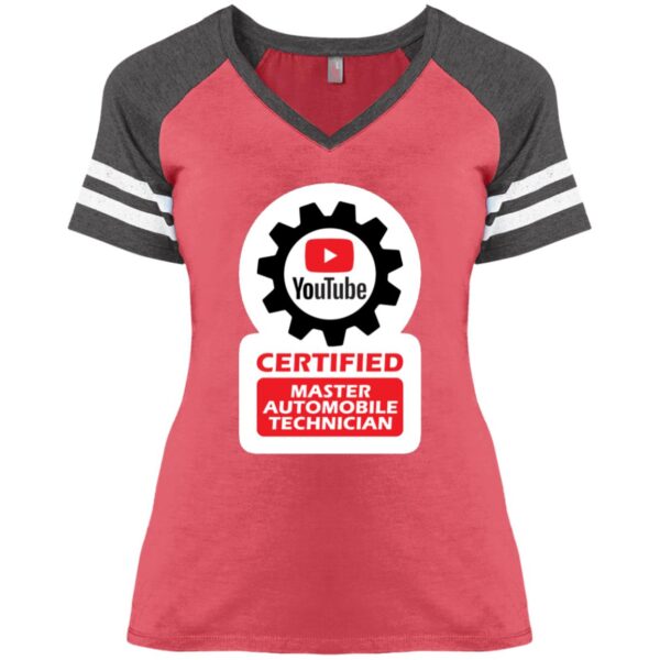 Certified YouTube Master Automotive Technician DM476 Ladies' Game V-Neck T-Shirt - Image 5