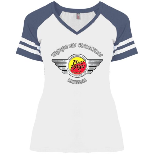Busboys Logo - 1.v3 DM476 Ladies' Game V-Neck T-Shirt - Image 3