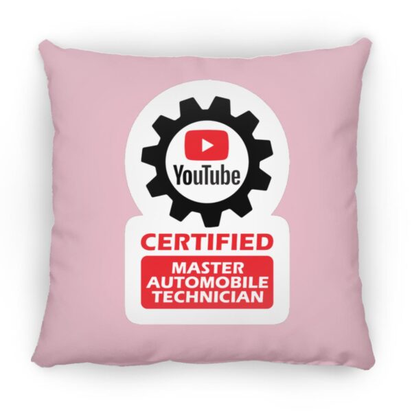 Certified YouTube Master Automotive Technician ZP16 Medium Square Pillow - Image 9